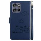 For Motorola Edge 50 Neo 5G Overseas Cute Cats RFID Leather Phone Case(Blue) - 3