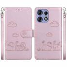 For Motorola Edge 50 Pro Cute Cats RFID Leather Phone Case(Rose Gold) - 1