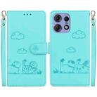 For Motorola Edge 50 Pro Cute Cats RFID Leather Phone Case(Green) - 1
