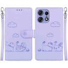 For Motorola Edge 50 Pro Cute Cats RFID Leather Phone Case(Purple) - 1