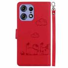 For Motorola Edge 50 Pro Cute Cats RFID Leather Phone Case(Red) - 3