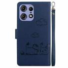 For Motorola Edge 50 Pro Cute Cats RFID Leather Phone Case(Blue) - 3