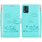 For Motorola Moto E13 Cute Cats RFID Leather Phone Case(Green) - 1