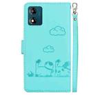 For Motorola Moto E13 Cute Cats RFID Leather Phone Case(Green) - 3