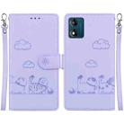 For Motorola Moto E13 Cute Cats RFID Leather Phone Case(Purple) - 1