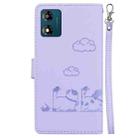 For Motorola Moto E13 Cute Cats RFID Leather Phone Case(Purple) - 3