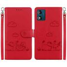 For Motorola Moto E13 Cute Cats RFID Leather Phone Case(Red) - 1