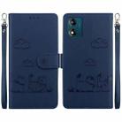 For Motorola Moto E13 Cute Cats RFID Leather Phone Case(Blue) - 1