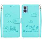 For Motorola Moto E22 / E22i Cute Cats RFID Leather Phone Case(Green) - 1