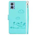 For Motorola Moto E22 / E22i Cute Cats RFID Leather Phone Case(Green) - 3