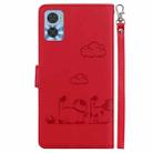 For Motorola Moto E22 / E22i Cute Cats RFID Leather Phone Case(Red) - 3