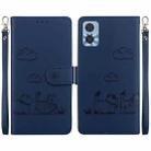For Motorola Moto E22 / E22i Cute Cats RFID Leather Phone Case(Blue) - 1