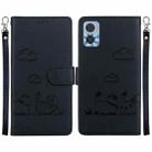 For Motorola Moto E22 / E22i Cute Cats RFID Leather Phone Case(Black) - 1