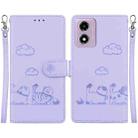 For Motorola Moto G04s / E14 Cute Cats RFID Leather Phone Case(Purple) - 1