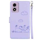 For Motorola Moto G04s / E14 Cute Cats RFID Leather Phone Case(Purple) - 3