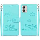 For Motorola Moto G13 / G23 / G53 Cute Cats RFID Leather Phone Case(Green) - 1