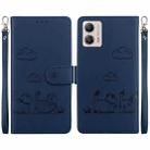 For Motorola Moto G13 / G23 / G53 Cute Cats RFID Leather Phone Case(Blue) - 1