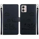 For Motorola Moto G13 / G23 / G53 Cute Cats RFID Leather Phone Case(Black) - 1