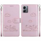 For Motorola Moto G14 Cute Cats RFID Leather Phone Case(Rose Gold) - 1