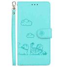 For Motorola Moto G14 Cute Cats RFID Leather Phone Case(Green) - 2