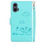 For Motorola Moto G34 5G Cute Cats RFID Leather Phone Case(Green) - 3