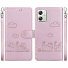 For Motorola Moto G54 Cute Cats RFID Leather Phone Case(Rose Gold) - 1