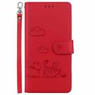 For Motorola Moto G54 Cute Cats RFID Leather Phone Case(Red) - 2