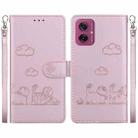 For Motorola Moto G55 Cute Cats RFID Leather Phone Case(Rose Gold) - 1