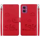 For Motorola Moto G55 Cute Cats RFID Leather Phone Case(Red) - 1