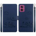 For Motorola Moto G55 Cute Cats RFID Leather Phone Case(Blue) - 1