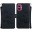 For Motorola Moto G55 Cute Cats RFID Leather Phone Case(Black) - 1