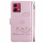 For Motorola Moto G84 Cute Cats RFID Leather Phone Case(Rose Gold) - 3