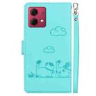 For Motorola Moto G84 Cute Cats RFID Leather Phone Case(Green) - 3