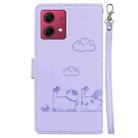For Motorola Moto G84 Cute Cats RFID Leather Phone Case(Purple) - 3