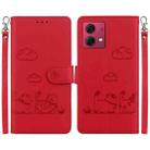 For Motorola Moto G84 Cute Cats RFID Leather Phone Case(Red) - 1