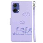 For Motorola Moto G85 Cute Cats RFID Leather Phone Case(Purple) - 3