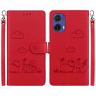 For Motorola Moto G85 Cute Cats RFID Leather Phone Case(Red) - 1