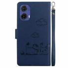 For Motorola Moto G85 Cute Cats RFID Leather Phone Case(Blue) - 3