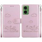 For Motorola Moto G35 Cute Cats RFID Leather Phone Case(Rose Gold) - 1
