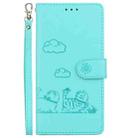For Motorola Moto G35 Cute Cats RFID Leather Phone Case(Green) - 2