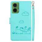 For Motorola Moto G35 Cute Cats RFID Leather Phone Case(Green) - 3