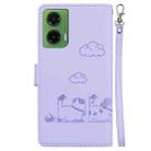 For Motorola Moto G35 Cute Cats RFID Leather Phone Case(Purple) - 3