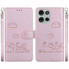 For Motorola Moto G75 5G Cute Cats RFID Leather Phone Case(Rose Gold) - 1