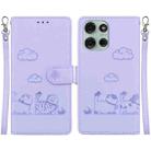 For Motorola Moto G75 5G Cute Cats RFID Leather Phone Case(Purple) - 1