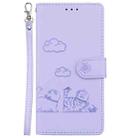 For Motorola Moto G75 5G Cute Cats RFID Leather Phone Case(Purple) - 2