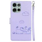 For Motorola Moto G75 5G Cute Cats RFID Leather Phone Case(Purple) - 3