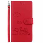 For Motorola Moto G75 5G Cute Cats RFID Leather Phone Case(Red) - 2