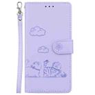 For Motorola Moto G 5G 2025 Cute Cats RFID Leather Phone Case(Purple) - 2