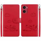 For Motorola Moto G05 / E15 Cute Cats RFID Leather Phone Case(Red) - 1