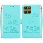 For Motorola Moto G15 Cute Cats RFID Leather Phone Case(Green) - 1